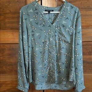 41 Hawthorn Green Leaf Print Blouse